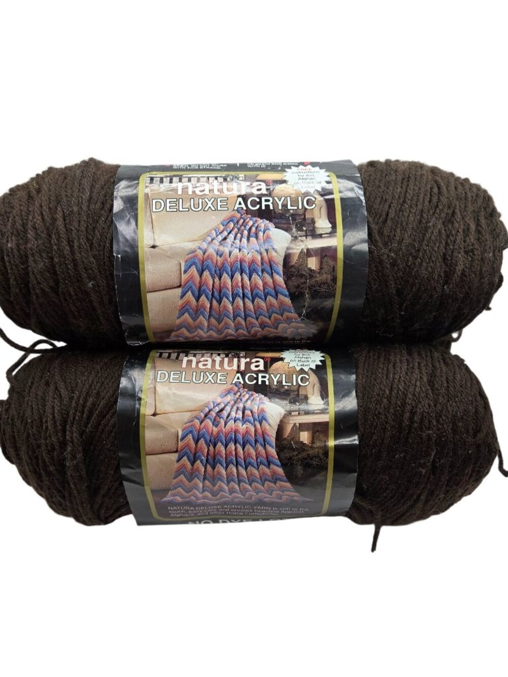 Vtg Natura Deluxe Acrylic Yarn 8oz Skeins Mahogany 220 No Dye Lot 4-Ply Worsted